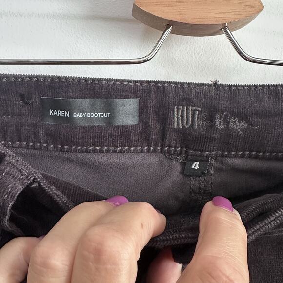 Kut From The Kloth Karen Baby Bootcut Pants Jeans 4 Charcoal Corduroy 29x32 NEW - Picture 4 of 9